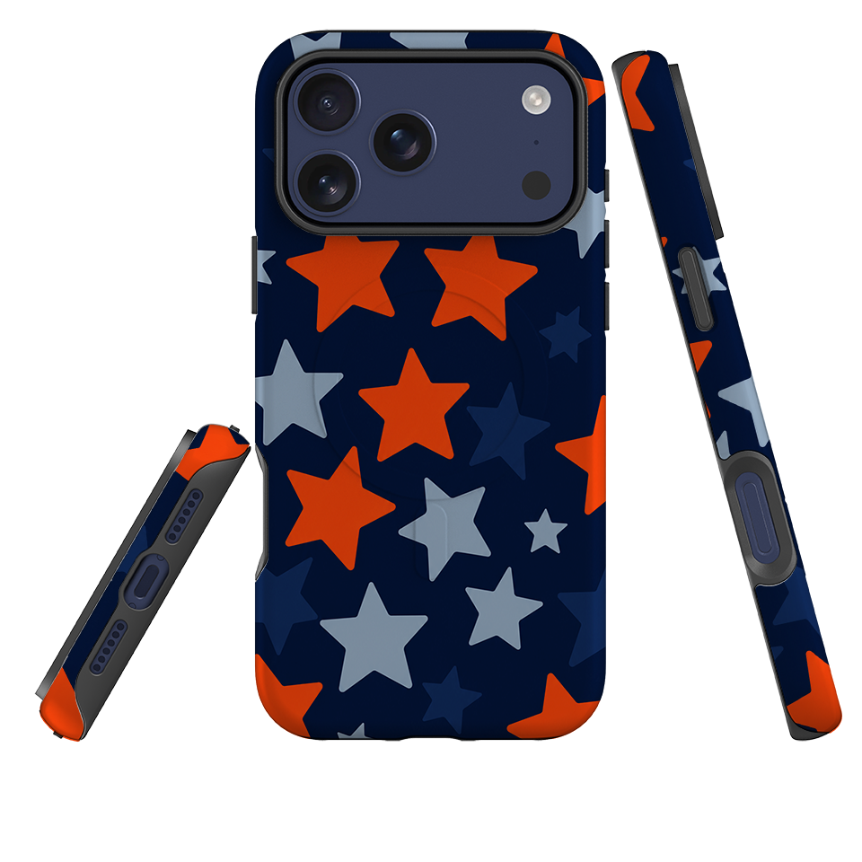 iPhone MagSafe Tough Case - Navy Blue & Orange Star