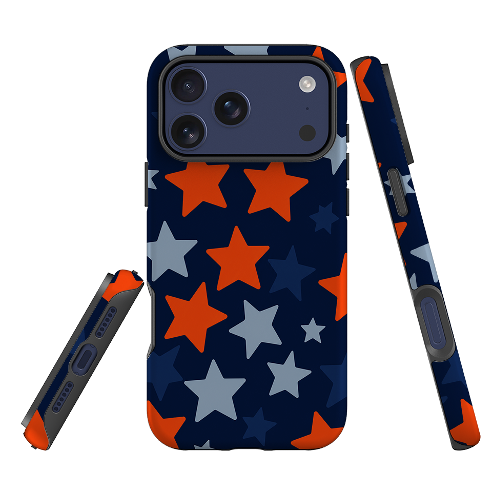 iPhone Tough Case - Navy Blue & Orange Star