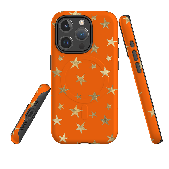 iPhone MagSafe Tough Case - Orange and Gold Stars