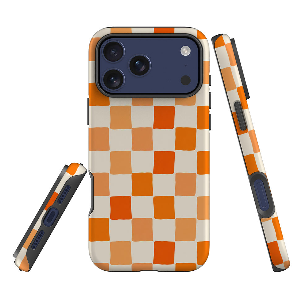iPhone Tough Case - Orange Checkerboard