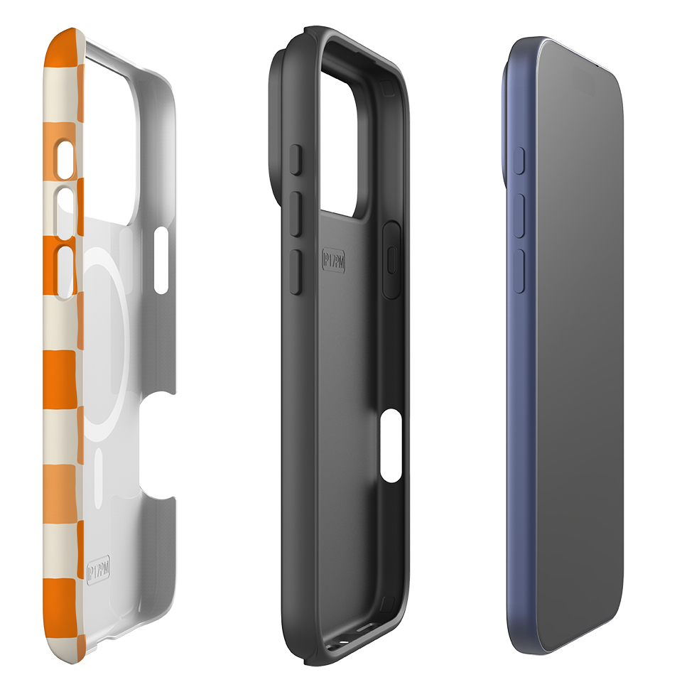 iPhone MagSafe Tough Case - Orange Checkerboard