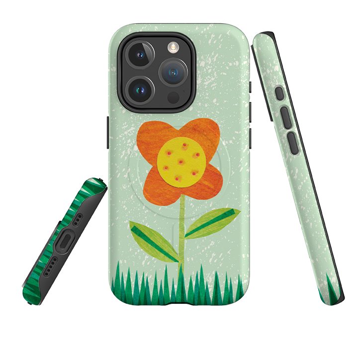 iPhone MagSafe Tough Case - Orange Flower By Tracey English