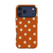 iPhone Tough Case - Orange & Cream Polka Dot
