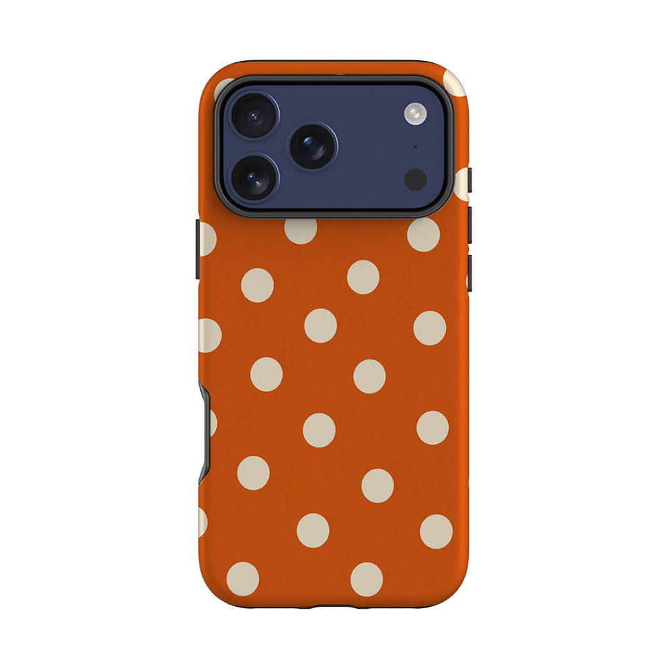 iPhone Tough Case - Orange & Cream Polka Dot