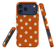 iPhone MagSafe Tough Case - Orange & Cream Polka Dot