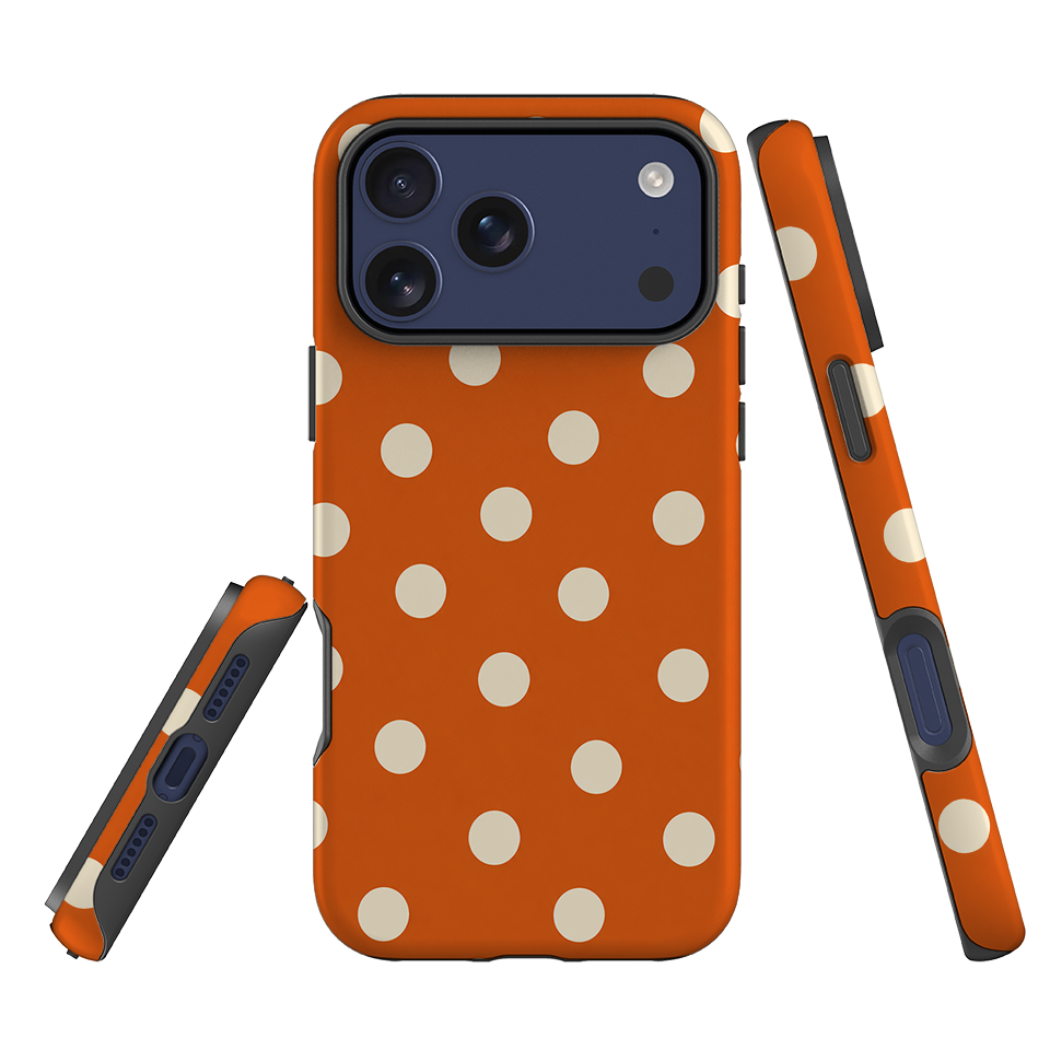 iPhone Tough Case - Orange & Cream Polka Dot