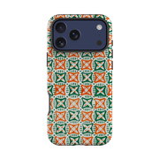 iPhone Tough Case - Orange & Green Tile