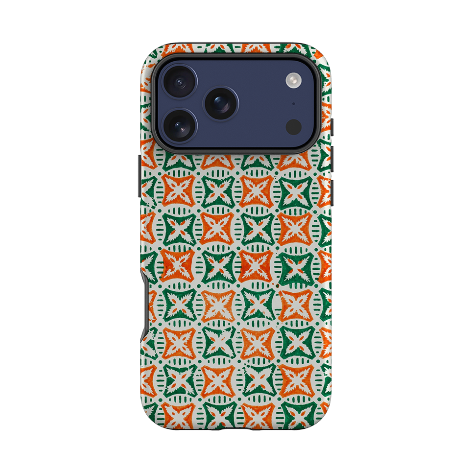 iPhone Tough Case - Orange & Green Tile