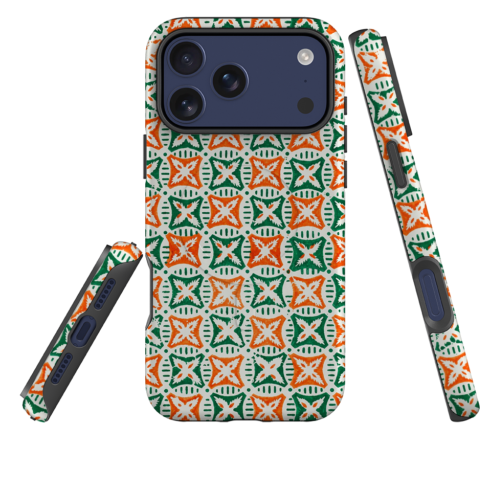 iPhone MagSafe Tough Case - Orange & Green Tile