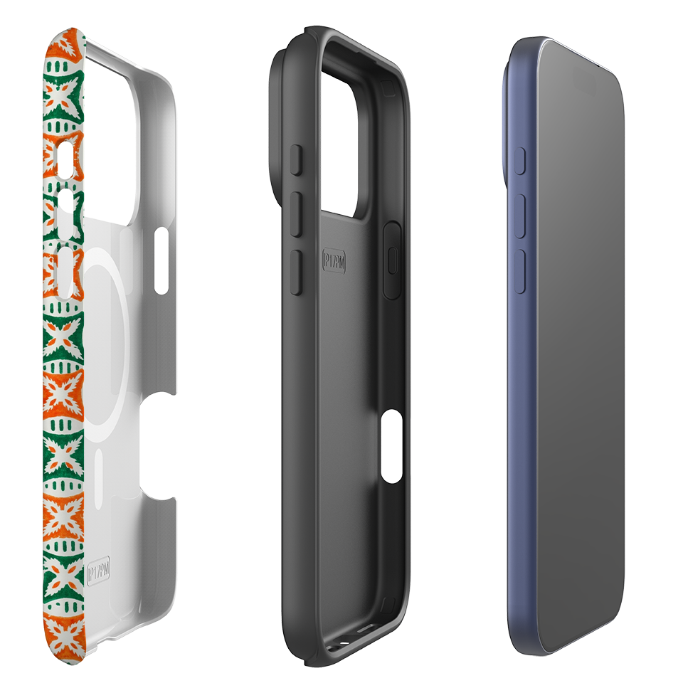 iPhone MagSafe Tough Case - Orange & Green Tile