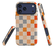 iPhone MagSafe Tough Case - Orange & Grey Checkerboard
