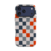 iPhone Tough Case - Orange & Navy Checkerboard
