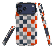 iPhone MagSafe Tough Case - Orange & Navy Checkerboard