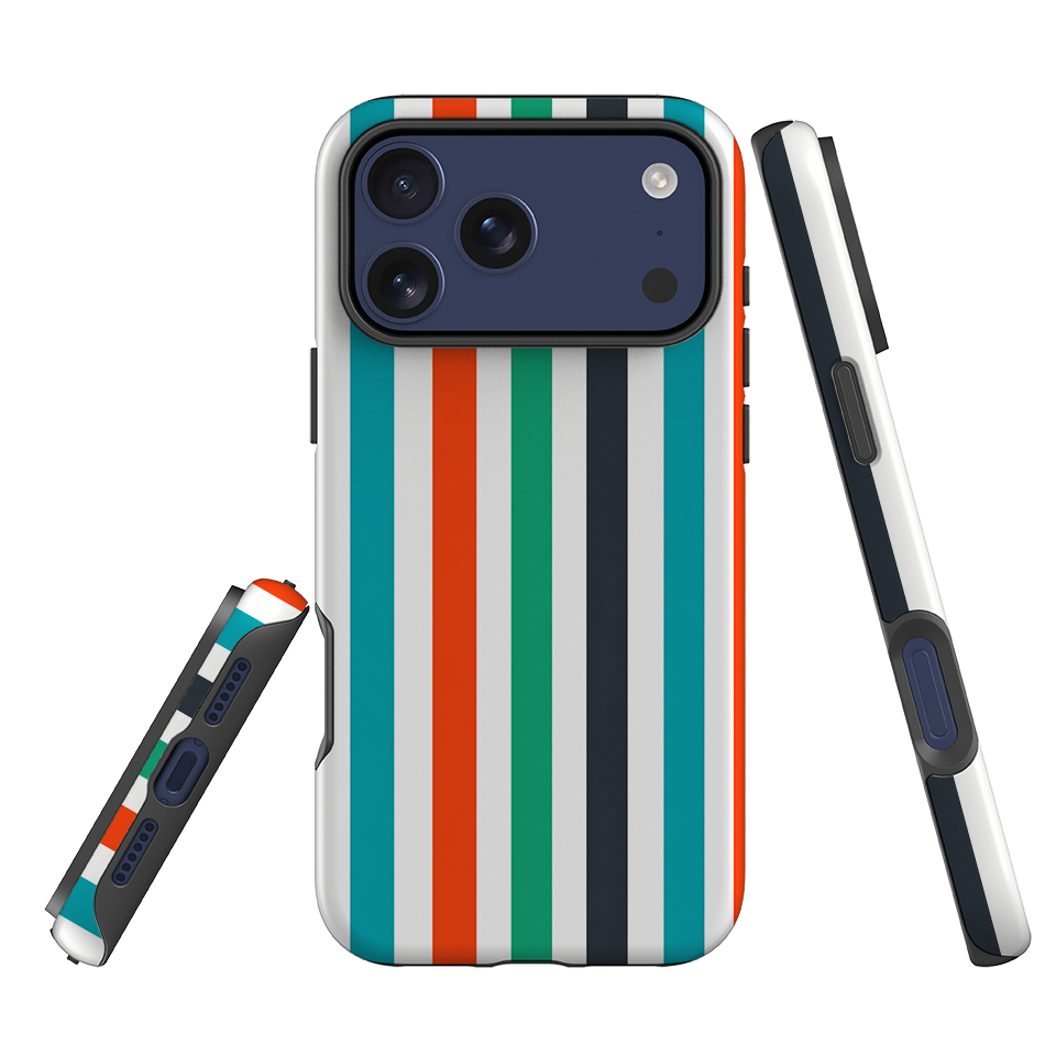 iPhone Tough Case - Orange & Teal Stripe
