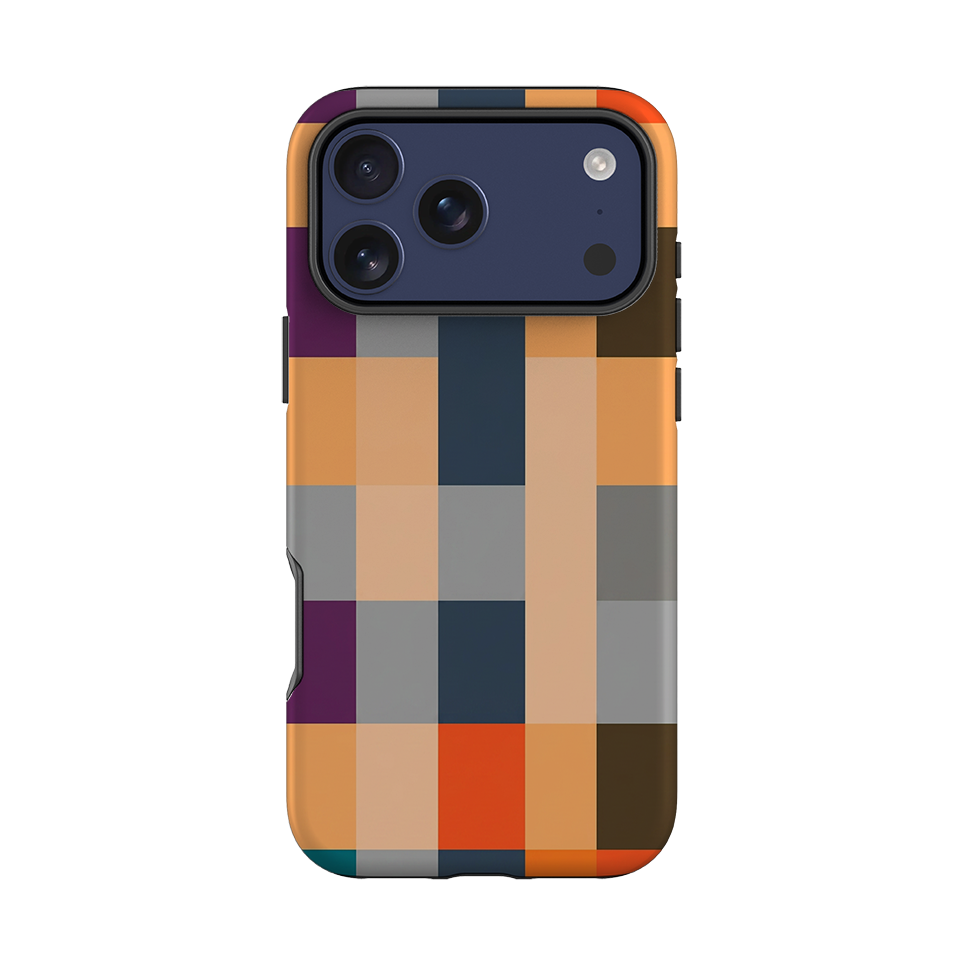 iPhone Tough Case - Orange and Purple Plaid