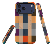iPhone MagSafe Tough Case - Orange and Purple Plaid