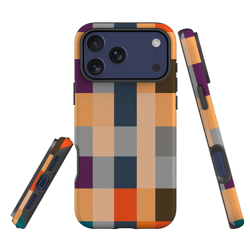 iPhone Tough Case - Orange and Purple Plaid