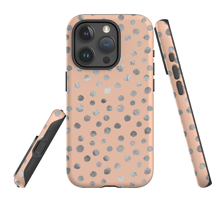 iPhone Tough Case - Pale and Silver Dots