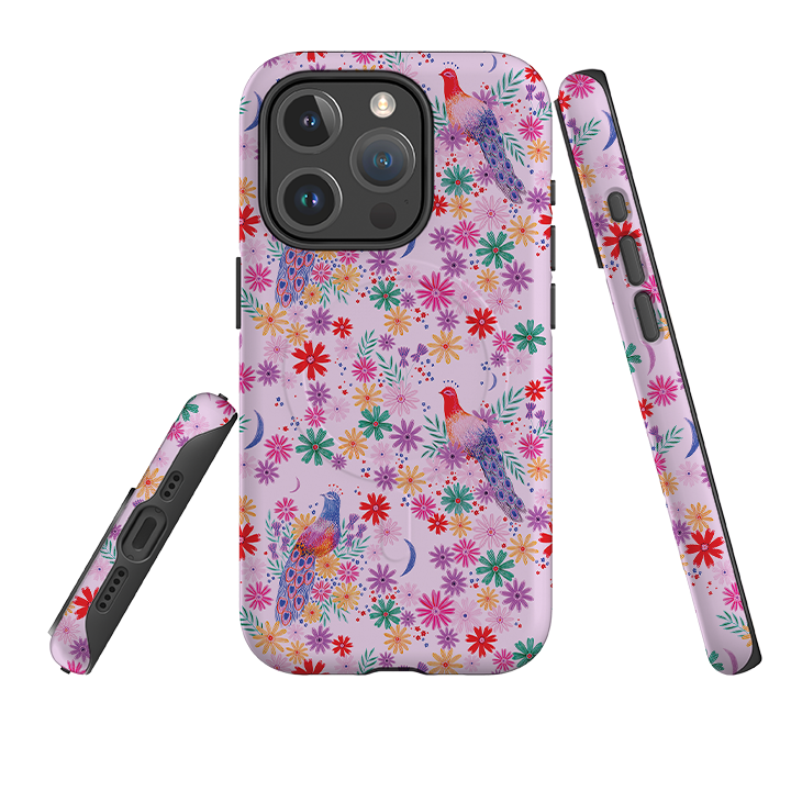 iPhone MagSafe Tough Case - Peacock Pattern Lilac By Lee Foster Wilson