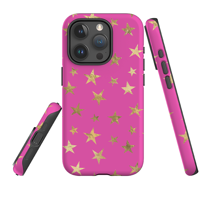 iPhone Tough Case - Pink and Gold Stars