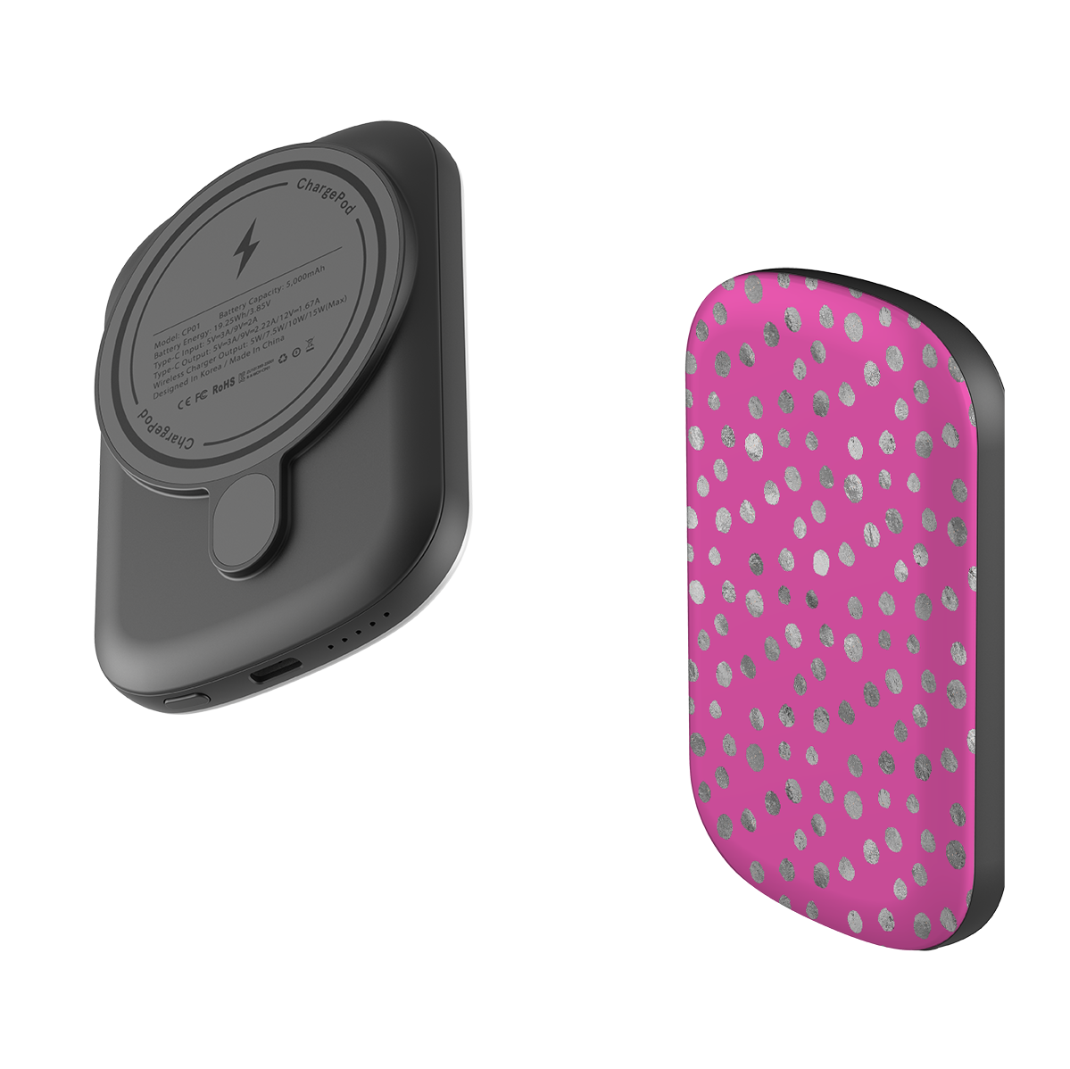 MagSafe Power Bank - Pink and Silver Dots