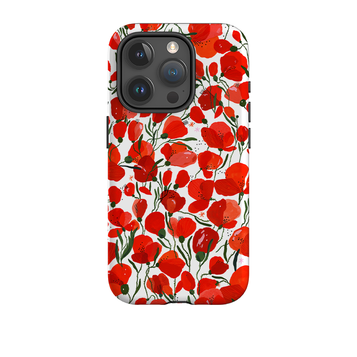 iPhone Tough Case - Poppies Pattern By Madalina Andronic