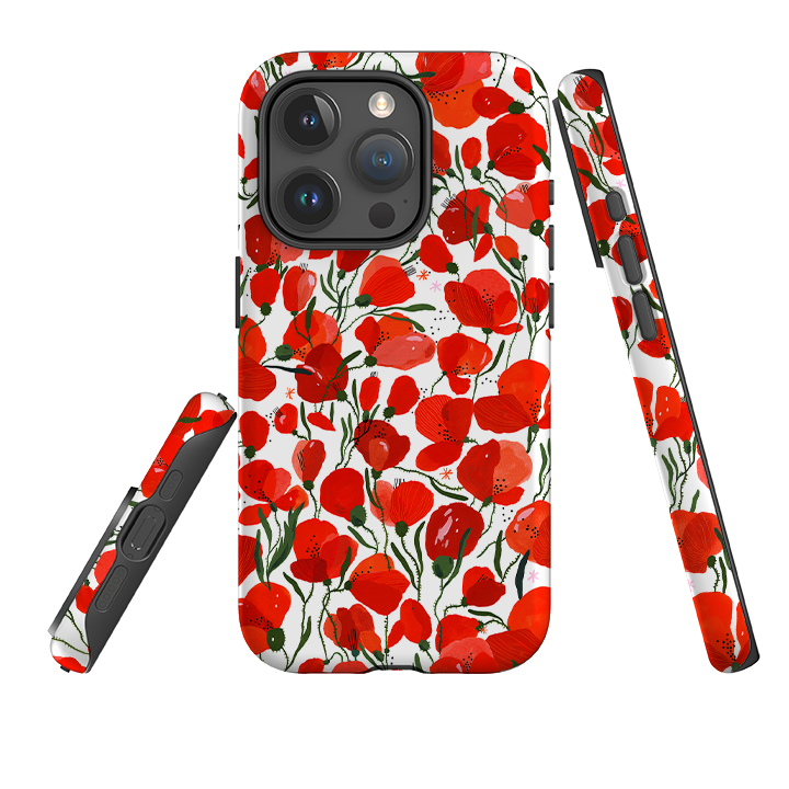 iPhone Tough Case - Poppies Pattern By Madalina Andronic