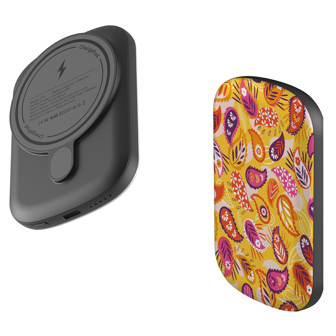 MagSafe Power Bank - Paisley Yellow By Ali Brookes