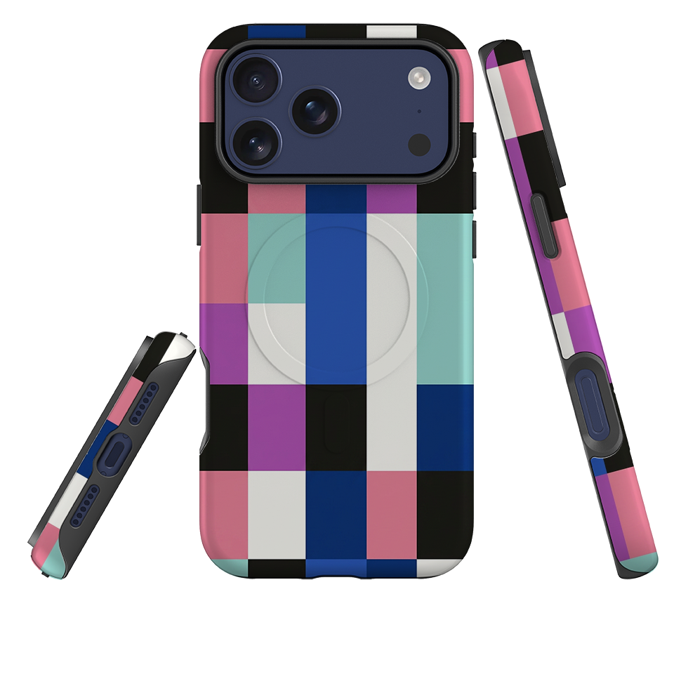 iPhone MagSafe Tough Case - Pastel Cyberpunk Checkerboard