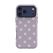 iPhone Tough Case - Pastel Purple & Cream Polka Dot