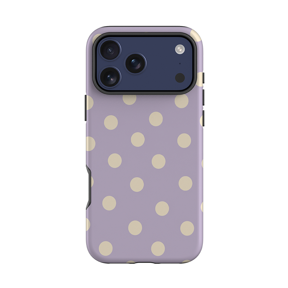 iPhone Tough Case - Pastel Purple & Cream Polka Dot
