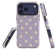 iPhone MagSafe Tough Case - Pastel Purple & Cream Polka Dot