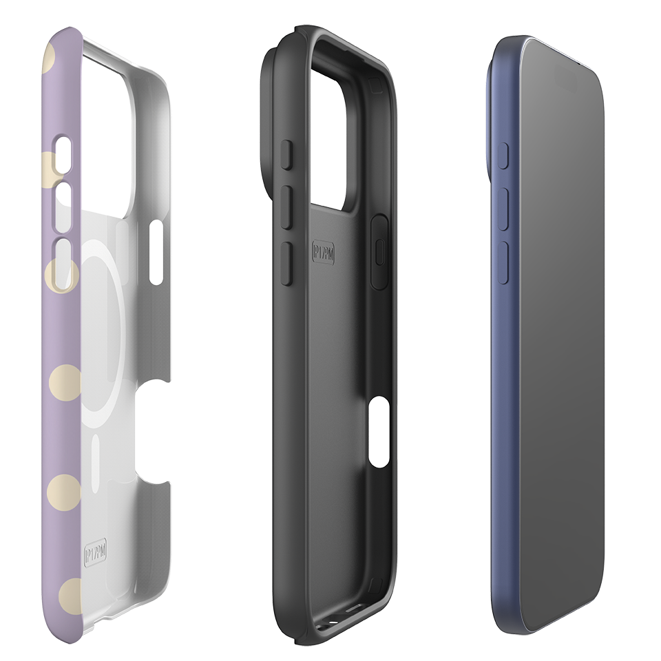 iPhone MagSafe Tough Case - Pastel Purple & Cream Polka Dot