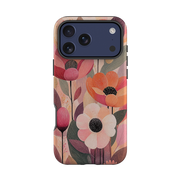 iPhone Tough Case - Peach Woodgrain Floral