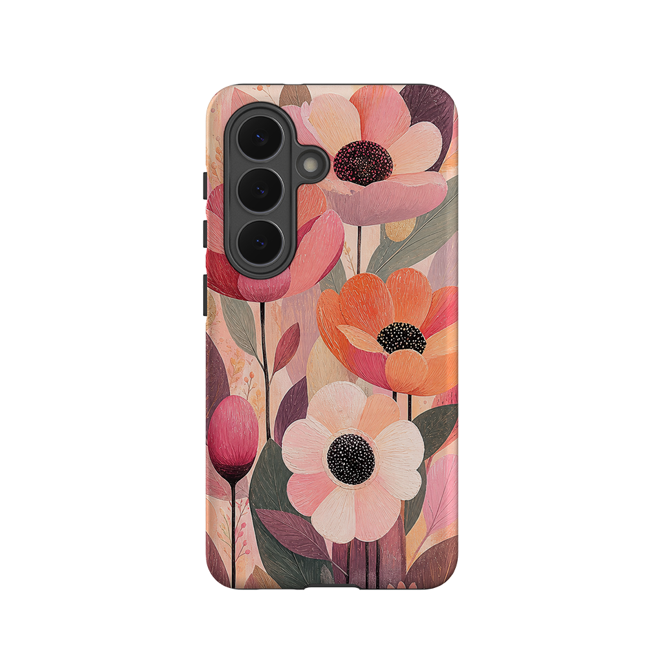 Samsung Tough Case - Peach Woodgrain Floral
