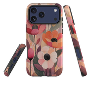 iPhone MagSafe Tough Case - Peach Woodgrain Floral