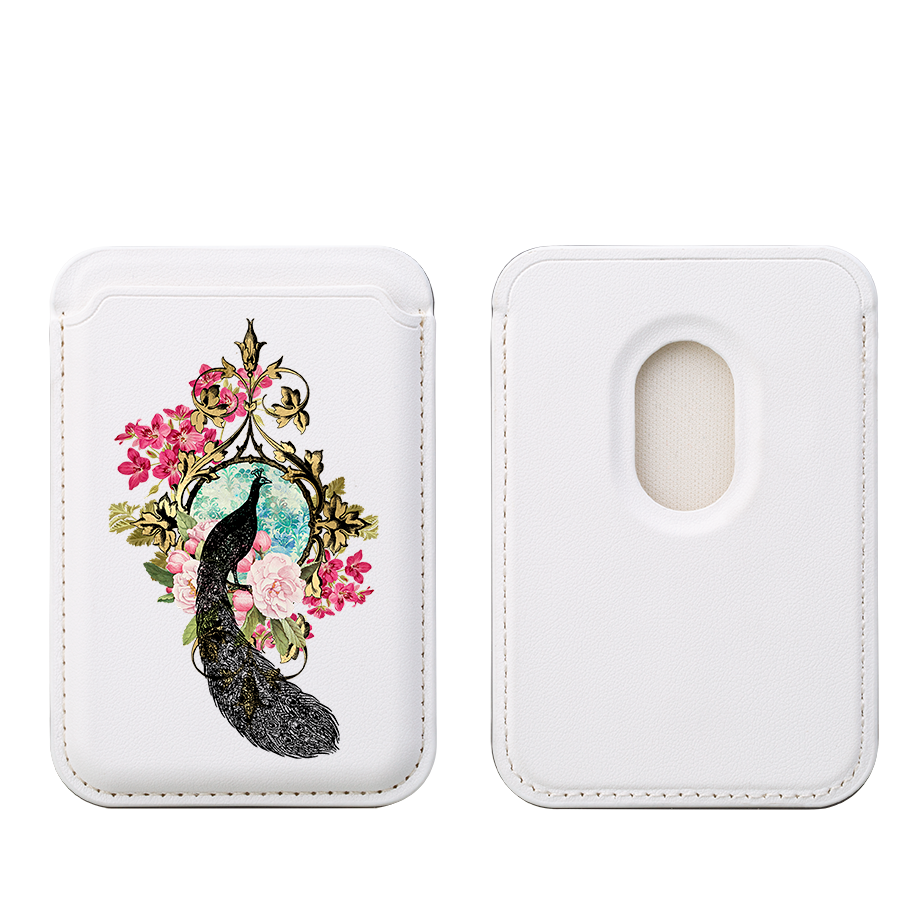 Peacock Dreams MagSafe Wallet- White