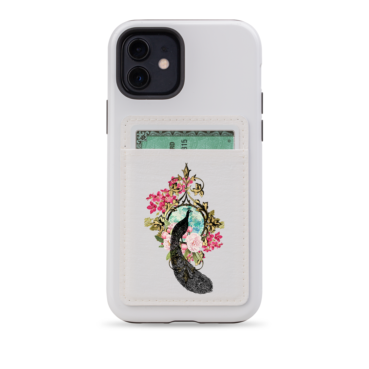 Peacock Dreams MagSafe Wallet- White