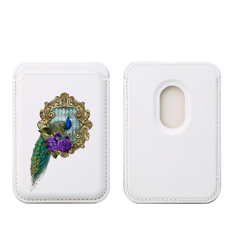 Peacock Dreams II MagSafe Wallet- White