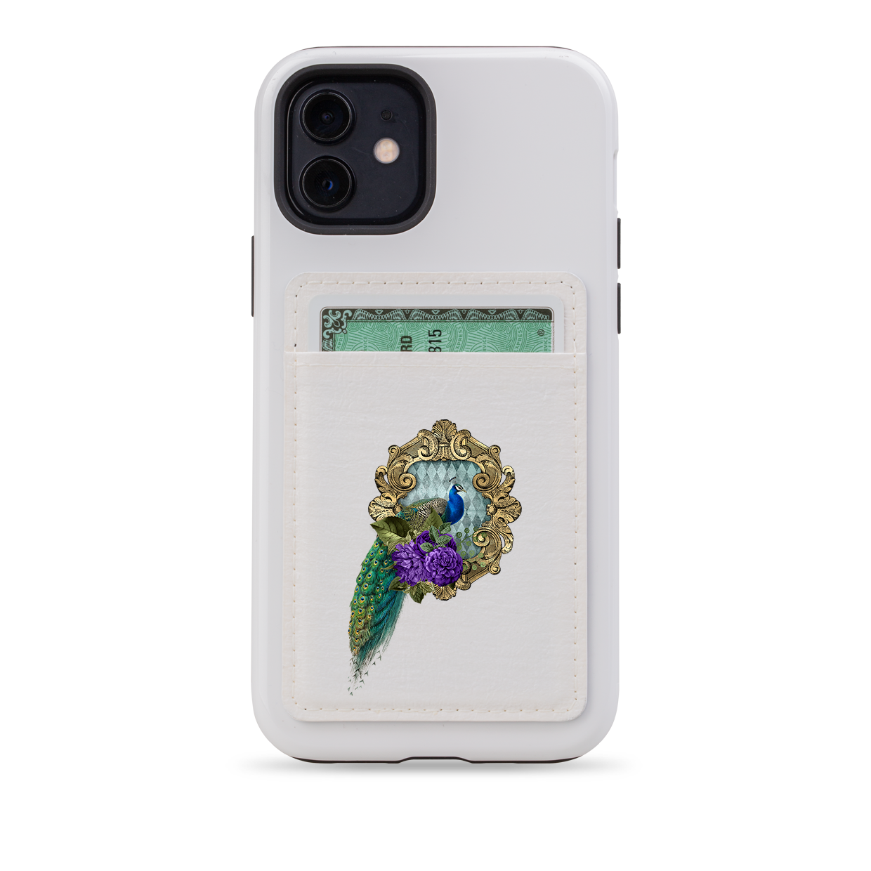 Peacock Dreams II MagSafe Wallet- White