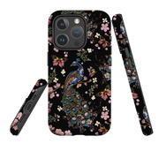 iPhone MagSafe Tough Case -  Peacock and Cherry Blossoms Dark By Helen Ahpornsiri