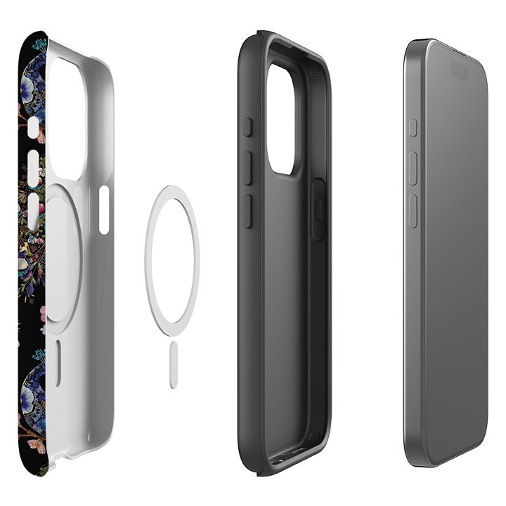 iPhone MagSafe Tough Case -  Peacock and Cherry Blossoms Dark By Helen Ahpornsiri
