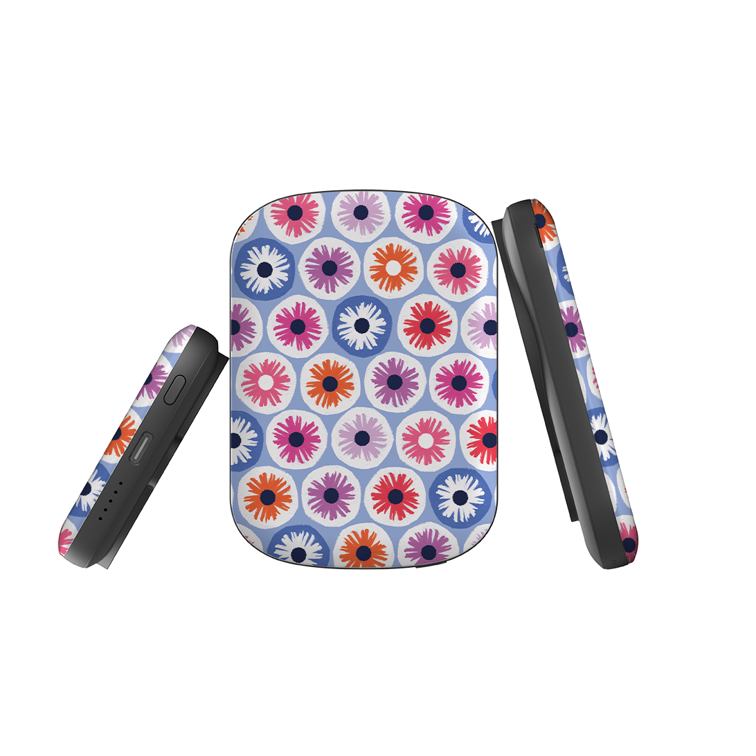 MagSafe Power Bank - Penny Flowers Light Blue By Ali Brookes