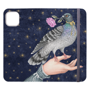 Pigeon With Rose Wallet Case By Catherine Rowe