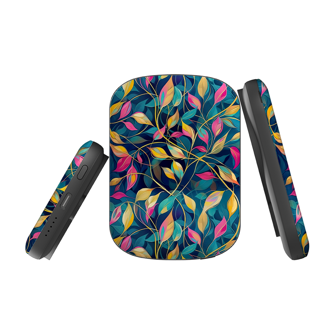 MagSafe Power Bank - Pink and Teal Leaves
