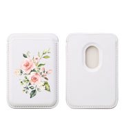 Pink Floral MagSafe Wallet- White