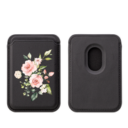 Pink Floral MagSafe Wallet- Black