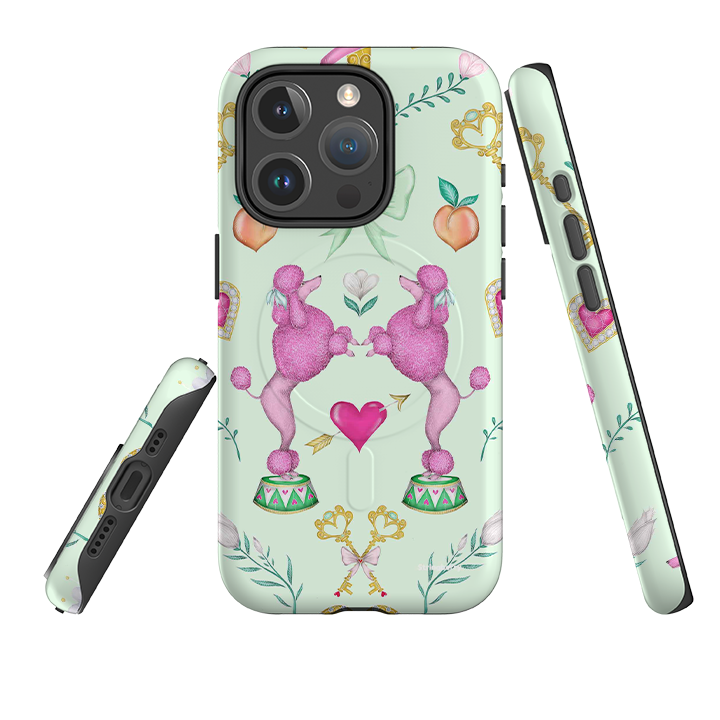 iPhone MagSafe Tough Case - Pink Poodle Parlour Mint By Catherine Rowe