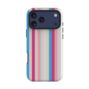 iPhone Tough Case - Pink, Blue & Cream Stripe