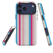 iPhone MagSafe Tough Case - Pink, Blue & Cream Stripe